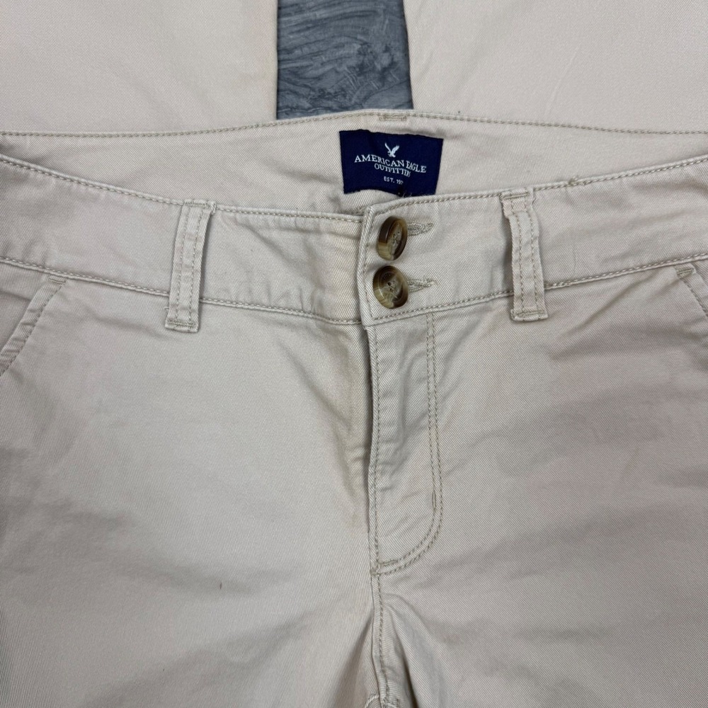 American Eagle Artist Low Rise Khaki Pants Women's 6R Stretch Beige Chino - Picture 2 of 16